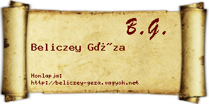 Beliczey Géza névjegykártya